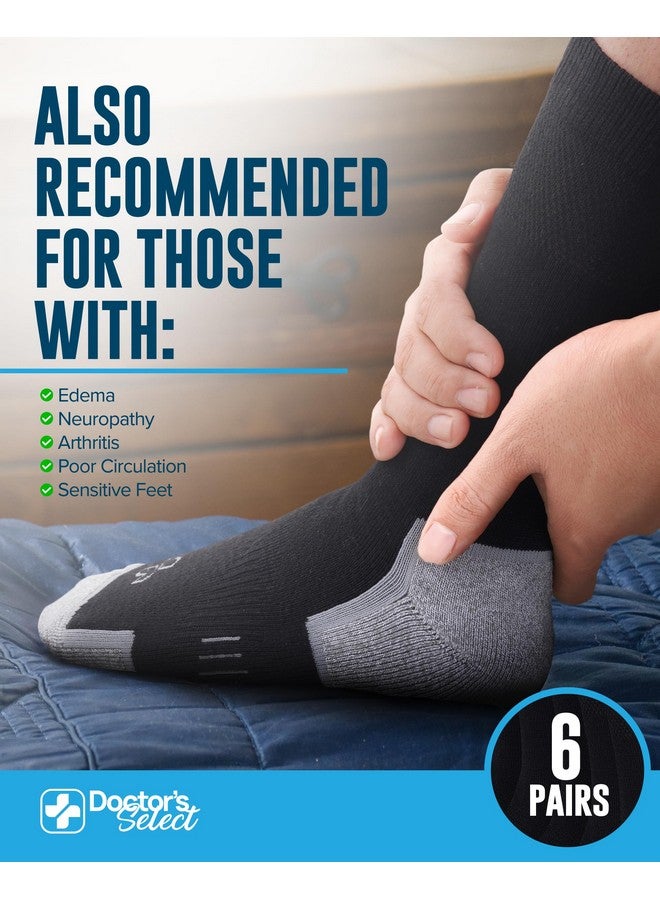 Doctor's Select Bamboo Viscose Black Diabetic Socks for Men - 6 Pairs Crew Stretch Top Mens Diabetic Socks | Moisture Wicking Diabetic Neuropathy Socks for Men | Black Diabetic Socks for Men - Image 4