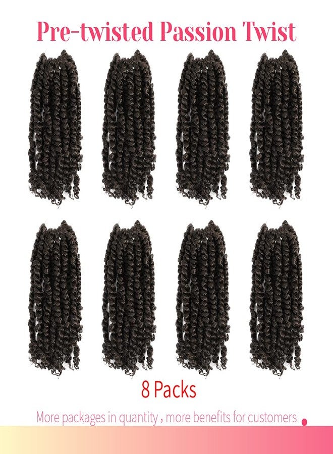 BOHOBABE Pre-twisted Passion Twist Crochet Hair 8 Inch Short Brown Pre-looped Crochet Passion Twist Braiding Hair 8 Packs (4#) - Image 2