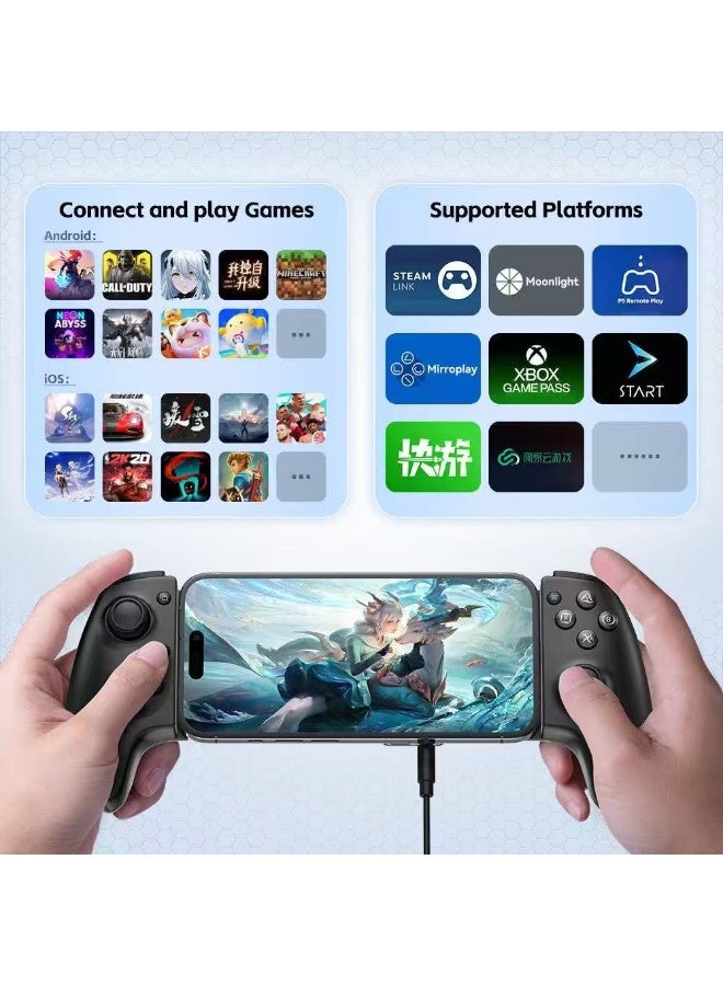 general Professional Stretch Gamepad Gamwing Aobing Max Type-C Wired & Bluetooth Gaming Controller Clip size 4.5-7.5 inches for Android / iOS / PC / Switch Steam / Xbox / PS with Hall Joysticks / Hall Trigger / Turbo/Auto Function / Macro Back Buttons / Anti-Slip Grip / Cooling Holes / 3.5mm Audio - Image 5