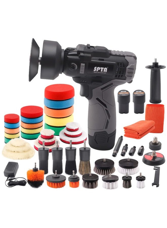 SPTA 12V Cordless Rotary Polisher Tool Set, Dual Action Polisher, Variable Speed Buffer, 2000mAh Lithium Ion Battery with Fast Charger and Pads - Image 1