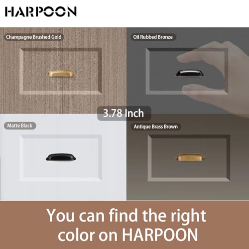 HARPOON 10 Pack Bin Cup Handle Pulls,Vintage Drawer Pulls,Cabinet Hardware,Shell Handle,3.78 Inch Black - Image 5