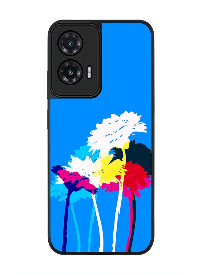 Stylizedd For Motorola Moto G35 Case,Slim fit Camera Protection, Shockproof Thin Phone cover  - Bleeding Flowers (Blue)
