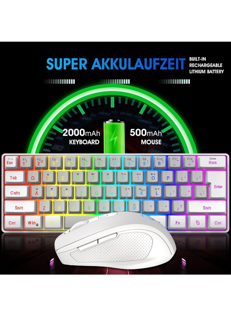 Rock Pow - Arabic English 2.4G Wireless Gaming Keyboard and Mouse Combo Include Mini 60% Mechanical Feel RGB Backlit Keyboard Ergonomic Vertical Feel Small Wireless Mouse - Image 1