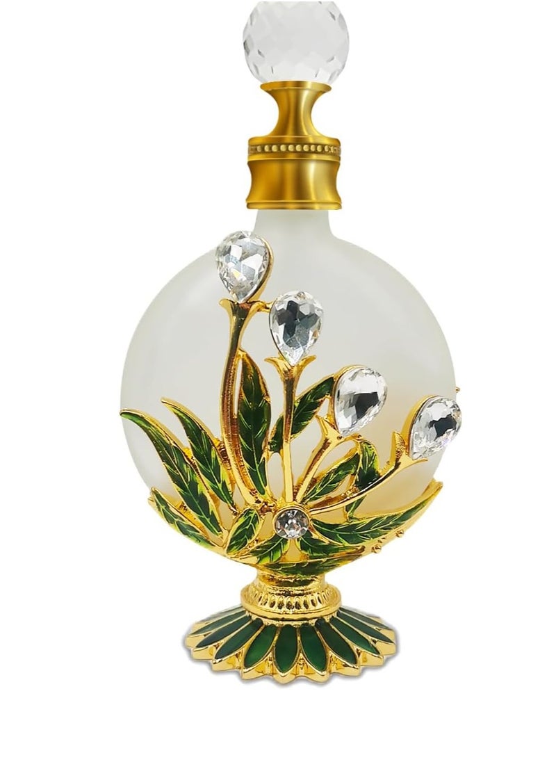 MEHOFOND MEHOFOND 30ml Crystal Vintage Perfume Bottles Empty Glass Decorative Perfume Bottles Essential Oil Vial Scent Bottles Refillable Perfume Container Scent Bottles (Green)  - Image 1