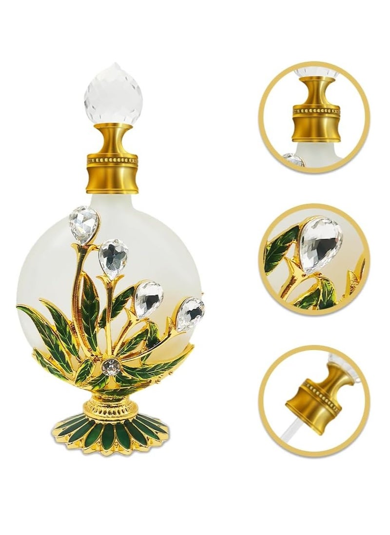 MEHOFOND MEHOFOND 30ml Crystal Vintage Perfume Bottles Empty Glass Decorative Perfume Bottles Essential Oil Vial Scent Bottles Refillable Perfume Container Scent Bottles (Green)  - Image 2