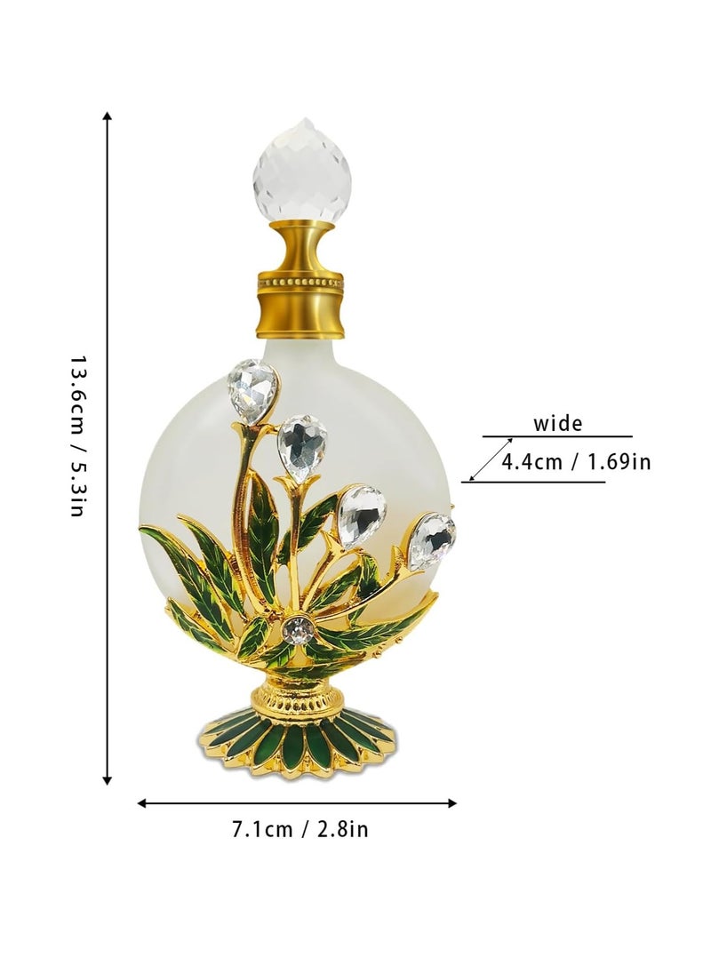 MEHOFOND MEHOFOND 30ml Crystal Vintage Perfume Bottles Empty Glass Decorative Perfume Bottles Essential Oil Vial Scent Bottles Refillable Perfume Container Scent Bottles (Green)  - Image 3