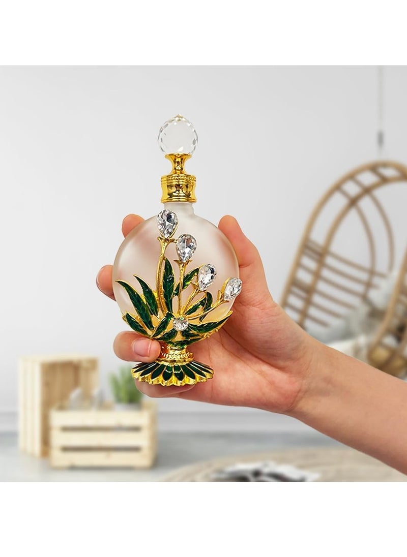 MEHOFOND MEHOFOND 30ml Crystal Vintage Perfume Bottles Empty Glass Decorative Perfume Bottles Essential Oil Vial Scent Bottles Refillable Perfume Container Scent Bottles (Green)  - Image 4