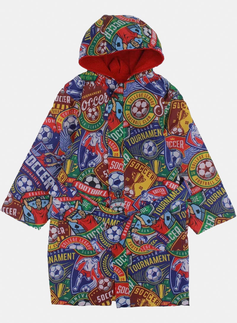 روب أولادي – متعدد الألوان – نقشة Boys Swim Robe – Football – 3-4Y