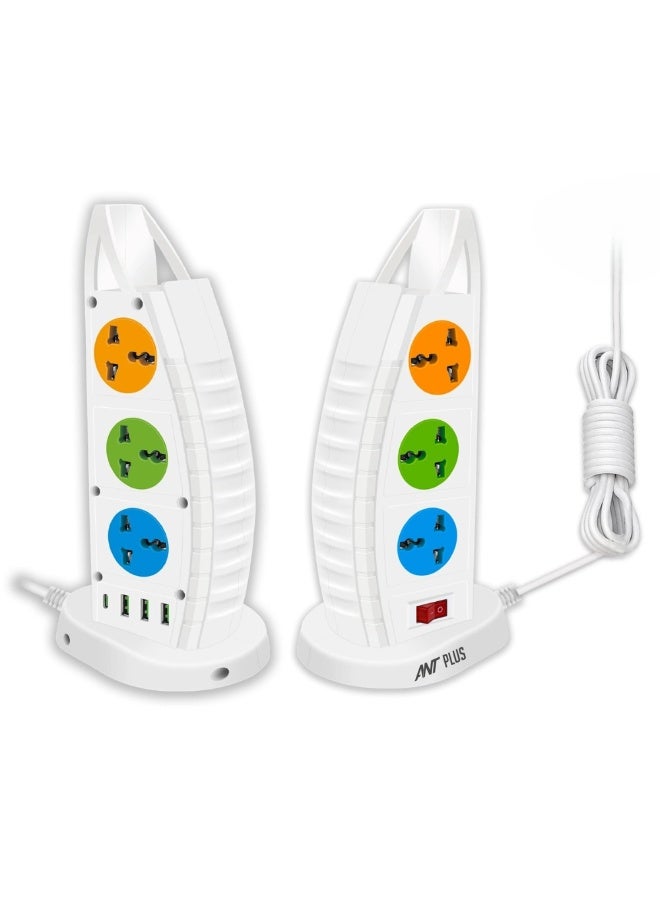 Ant Plus Electric Mini Tower Shaped 2500W Extension Board With Universal Socket- White