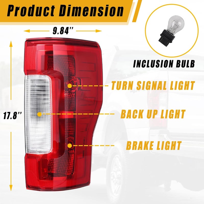 Boine Right Passenger Side Tail Light for 2017-2019 Ford F250 F350 Super Duty - Bulb Included - Image 2