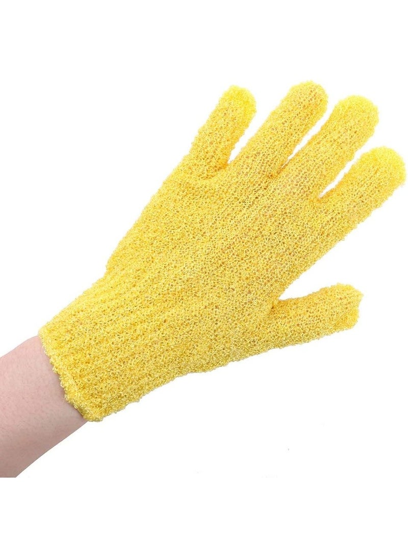 HZYH 1 Pair Exfoliating Gloves for Shower and Bath, Stretchy Body Scrub Mitt for Dead Skin Removal, Deep Cleansing Loofah Glove, Reusable Natural Scrubber for Spa, Massage, Skincare, Yellow - Image 3
