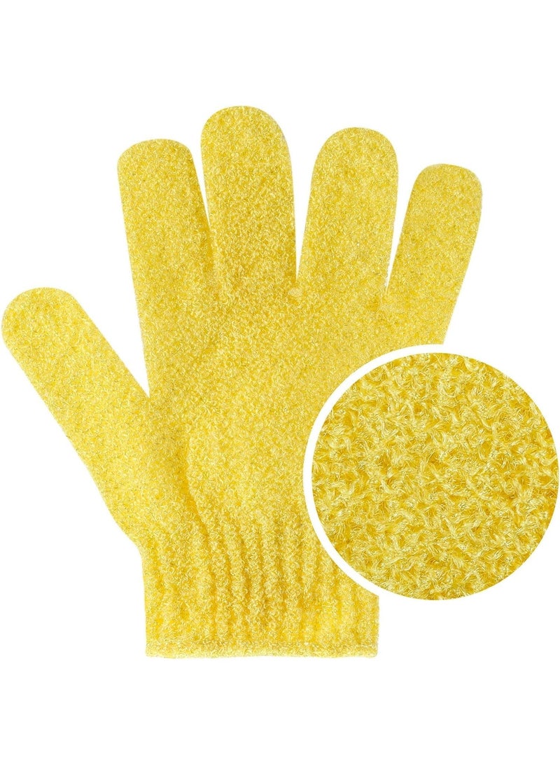 HZYH 1 Pair Exfoliating Gloves for Shower and Bath, Stretchy Body Scrub Mitt for Dead Skin Removal, Deep Cleansing Loofah Glove, Reusable Natural Scrubber for Spa, Massage, Skincare, Yellow - Image 5