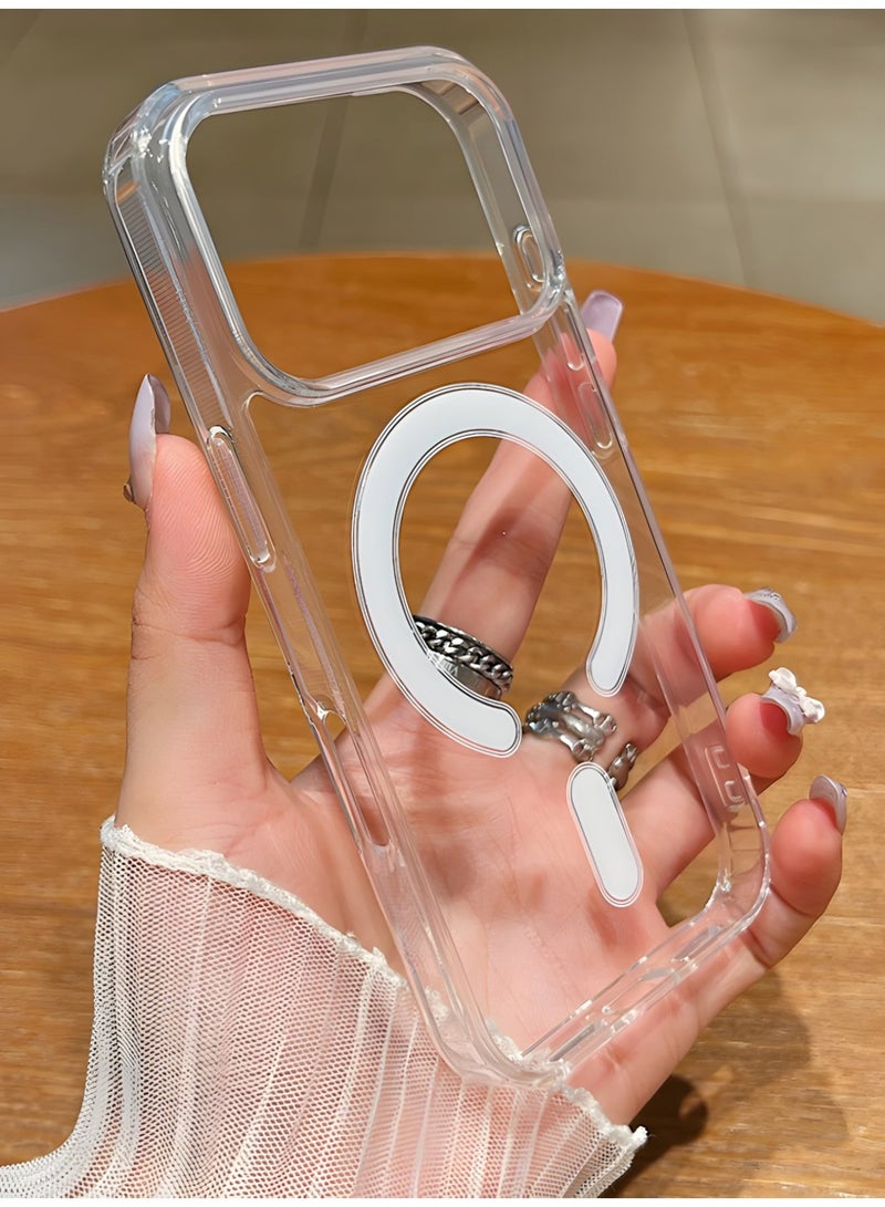 جراب لموبايل ايفون 17 برو ماج سيف شفاف يدعم الشحن اللاسلكي المغناطيسي، حماية ضد الصدمات، مقاوم للخدش لموبايل ايفون 17 برو - شفاف - Image 4