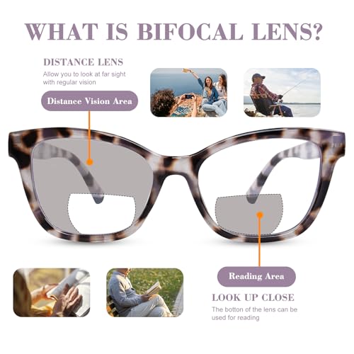 YUKANG Bifocal Reading Glasses for Women Clear Top Cat Eye Blue Light Blocking Computer Readers with Spring Hinge/Anti Glare BTortoise 2.5 - Image 3