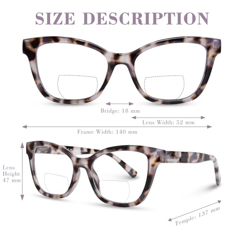 YUKANG Bifocal Reading Glasses for Women Clear Top Cat Eye Blue Light Blocking Computer Readers with Spring Hinge/Anti Glare BTortoise 2.5 - Image 2