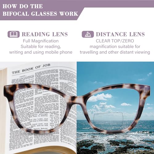 YUKANG Bifocal Reading Glasses for Women Clear Top Cat Eye Blue Light Blocking Computer Readers with Spring Hinge/Anti Glare BTortoise 2.5 - Image 5