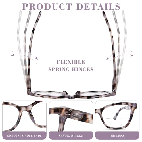 YUKANG Bifocal Reading Glasses for Women Clear Top Cat Eye Blue Light Blocking Computer Readers with Spring Hinge/Anti Glare BTortoise 2.5 - Image 4