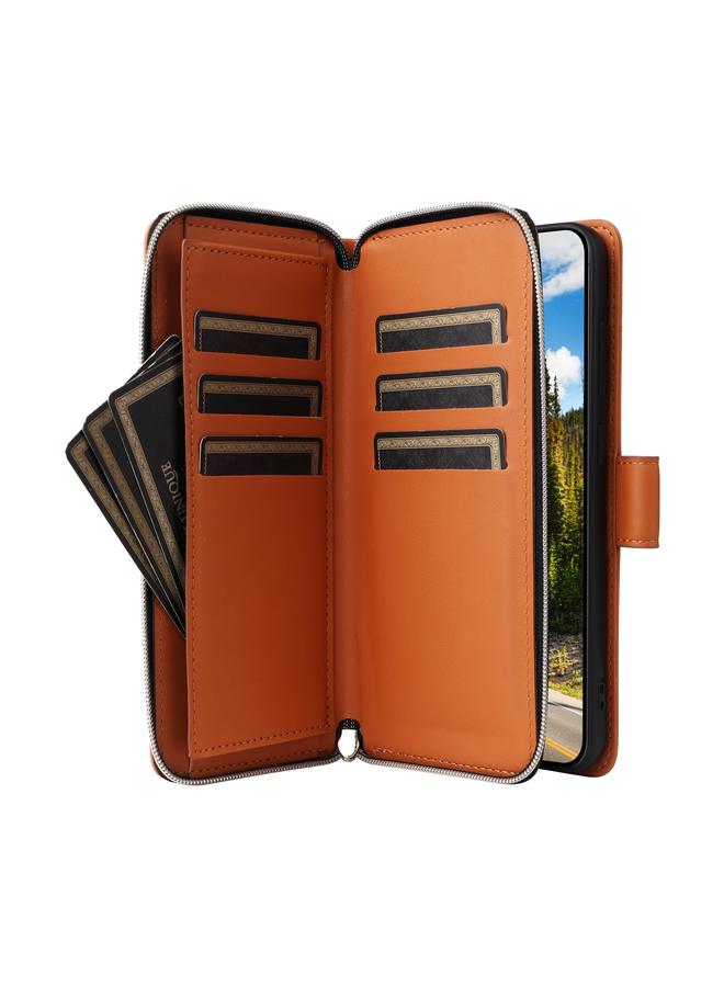 S-TOP Case For Samsung Galaxy S24 5G Nine-card Slots Zipper Wallet Bag Leather Phone Case - Image 5