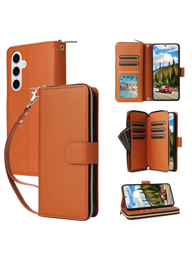 S-TOP Case For Samsung Galaxy S24 5G Nine-card Slots Zipper Wallet Bag Leather Phone Case - Image 1
