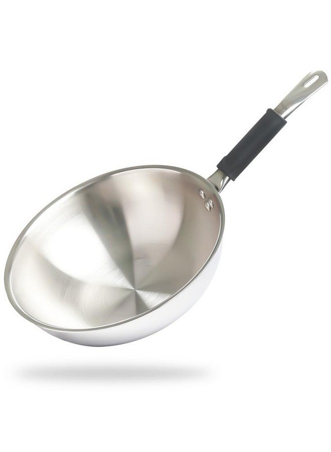 Allo Triply Stainless Steel Wok For Deep Fry/Stir Fry/Dry Veg/Sauté/Chinese Wok Cooking/Noodles Induction Friendly Naturally Non-Stick | 10 Years Warranty, 24Cm, 2.7 Litre,Silver - Image 1