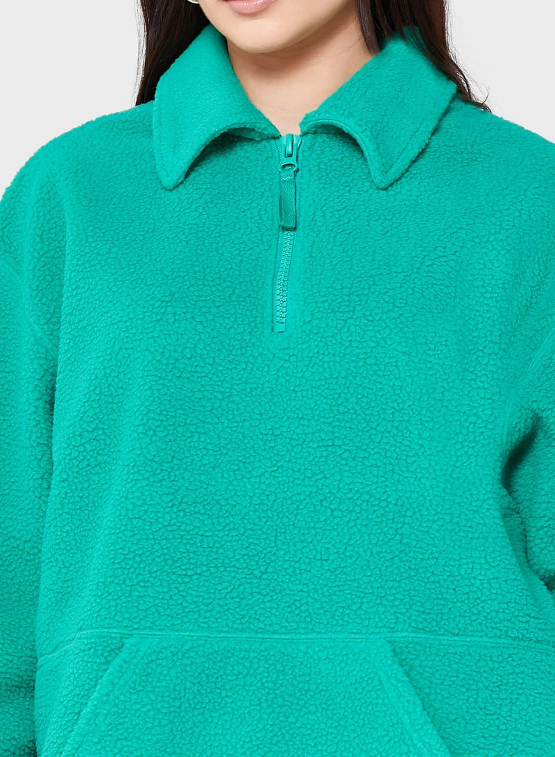 TOPSHOP Zip Pocket Detail Knitted Sweater