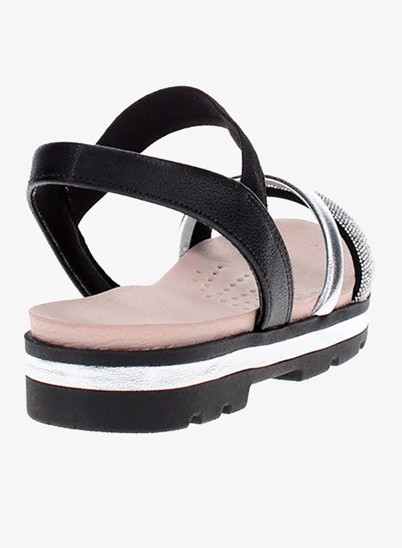 Modare Black Sandals for Women with Back Strap – Stylish & Supportive sling Back Ladies Sandals for Women | Best Price UAE