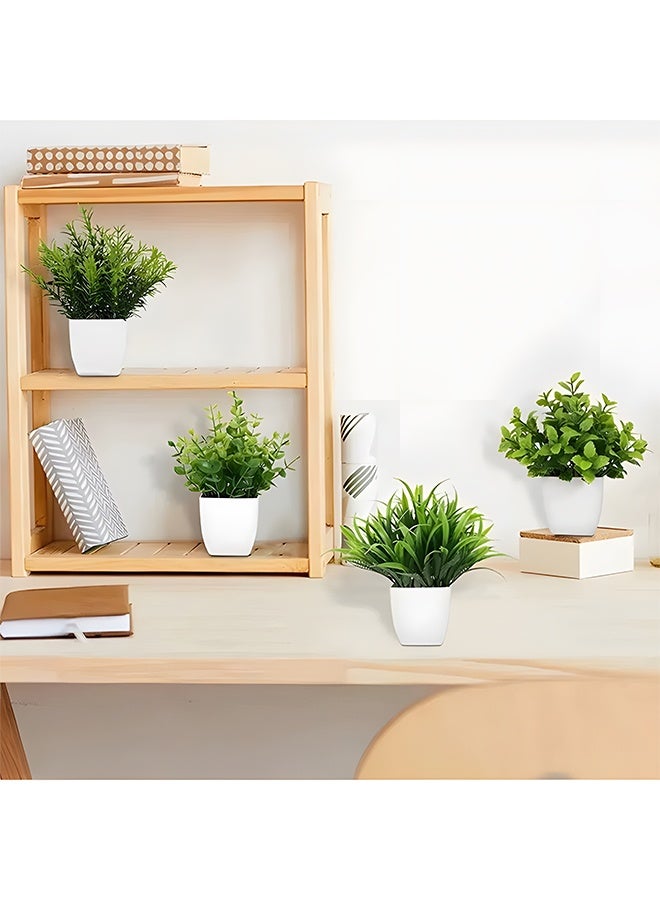 Warme 4PCS Realistic Mini Artificial Eucalyptus Plant with Pot Fake Suitable for Home Decor Low-Maintenance Faux Potted Plants for Indoor Office Desk Table Farmhouse Bathroom Table Decoration Plastic Foliage - Image 3