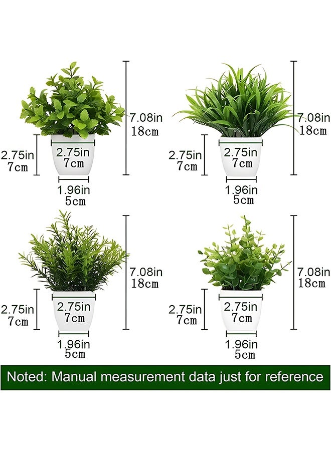 Warme 4PCS Realistic Mini Artificial Eucalyptus Plant with Pot Fake Suitable for Home Decor Low-Maintenance Faux Potted Plants for Indoor Office Desk Table Farmhouse Bathroom Table Decoration Plastic Foliage - Image 5
