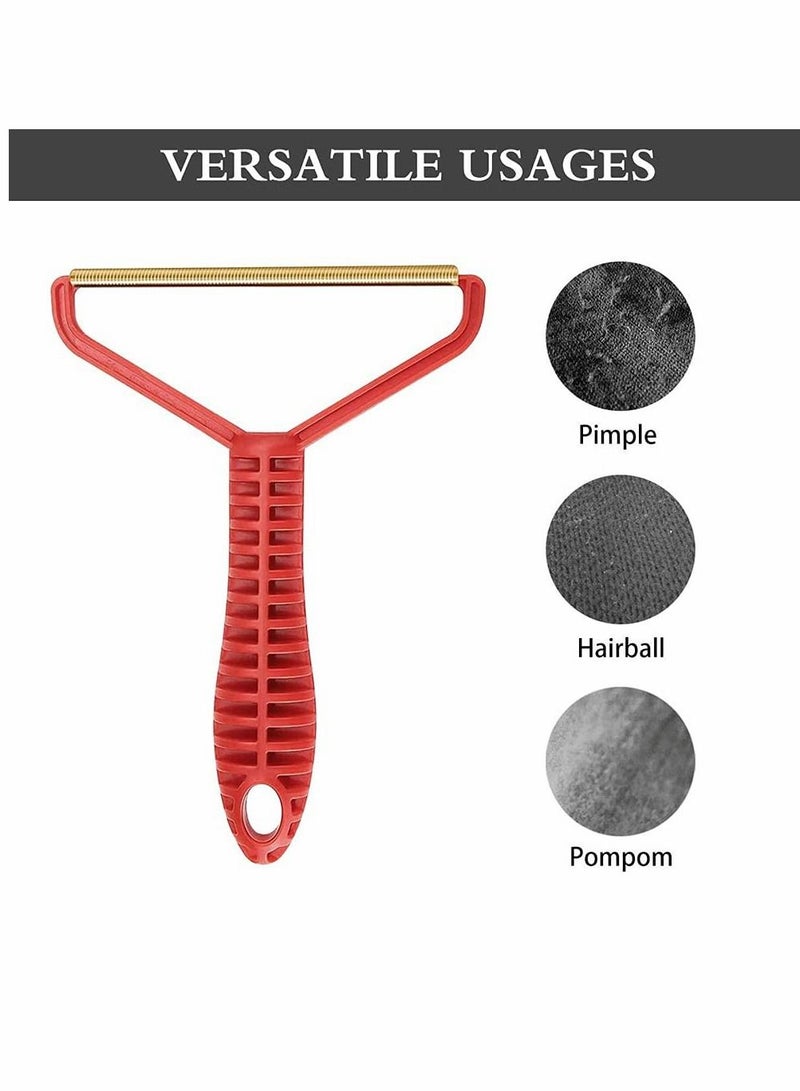 Y&D 2pcs Portable Lint Remover, Clothes Fuzz Shaver Roller Cat and Dog Hair Removal for Removing Fabrics Clothing Furniture Balls Pilling (Red & Black) - Image 3