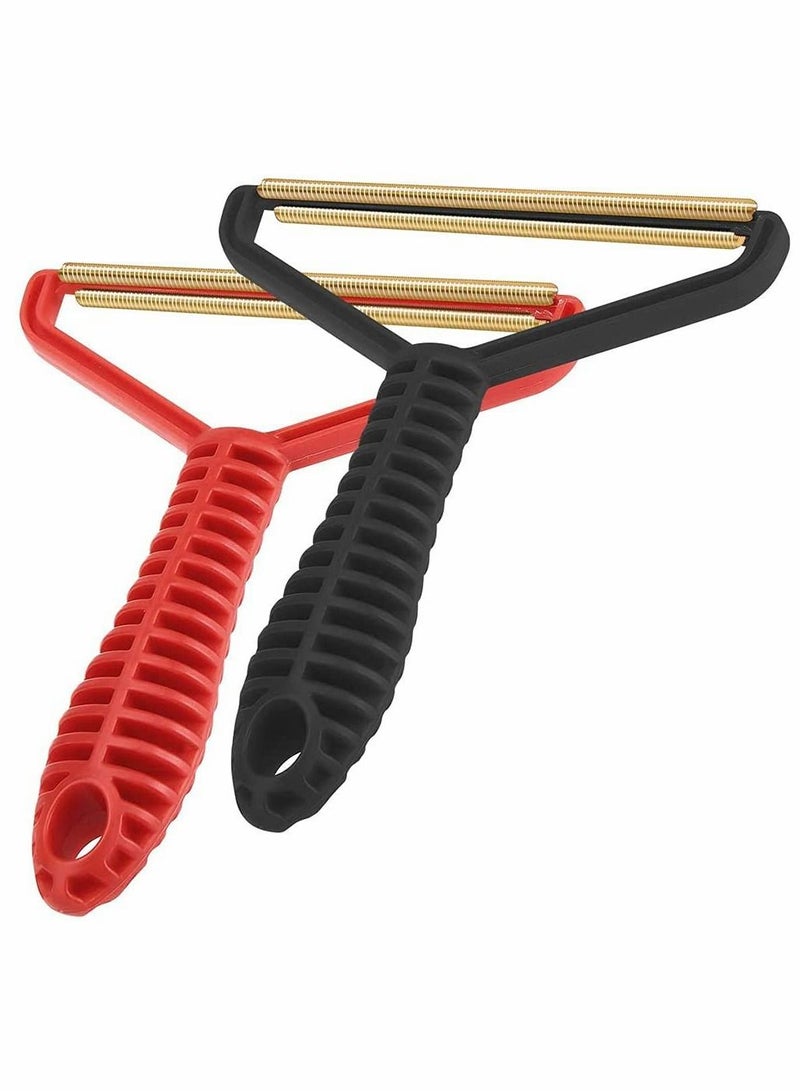 Y&D 2pcs Portable Lint Remover, Clothes Fuzz Shaver Roller Cat and Dog Hair Removal for Removing Fabrics Clothing Furniture Balls Pilling (Red & Black) - Image 1