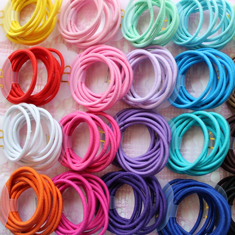 Huren jewelry Korean version of high elastic children's JD hair ring classic children's rubber band 10 sets 30 ribbon cards white - Image 4