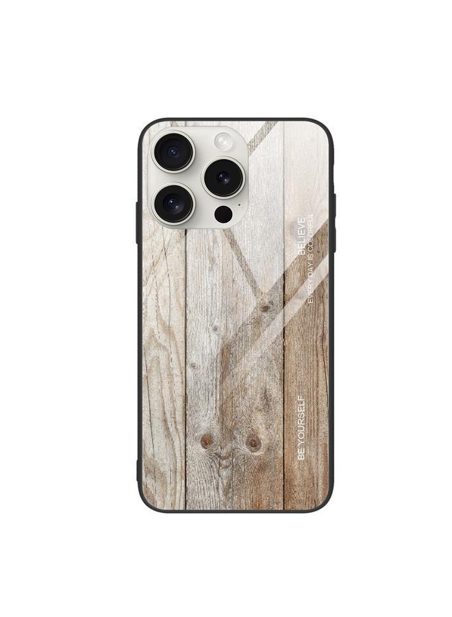 S-TOP Case For iPhone 16 Pro Wood Grain Glass Phone Case - Image 1