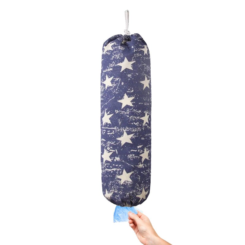 Togetrue Plastic Bag Holder  Wall Mount Grocery Bag Organizer  Heavy Duty Storage For Home Kitchen Camper (Blue Stars) - Image 1