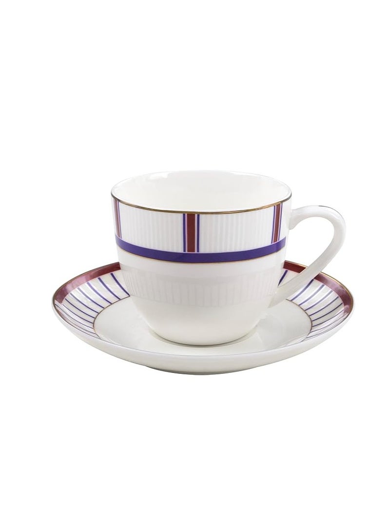 QUEENS 12PCS NBC CUP AND SAUCER SET STRIPES DESIGN - Image 1
