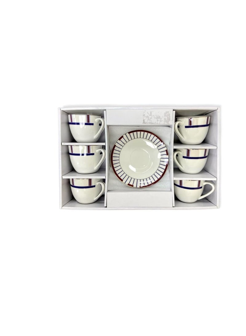 QUEENS 12PCS NBC CUP AND SAUCER SET STRIPES DESIGN - Image 2