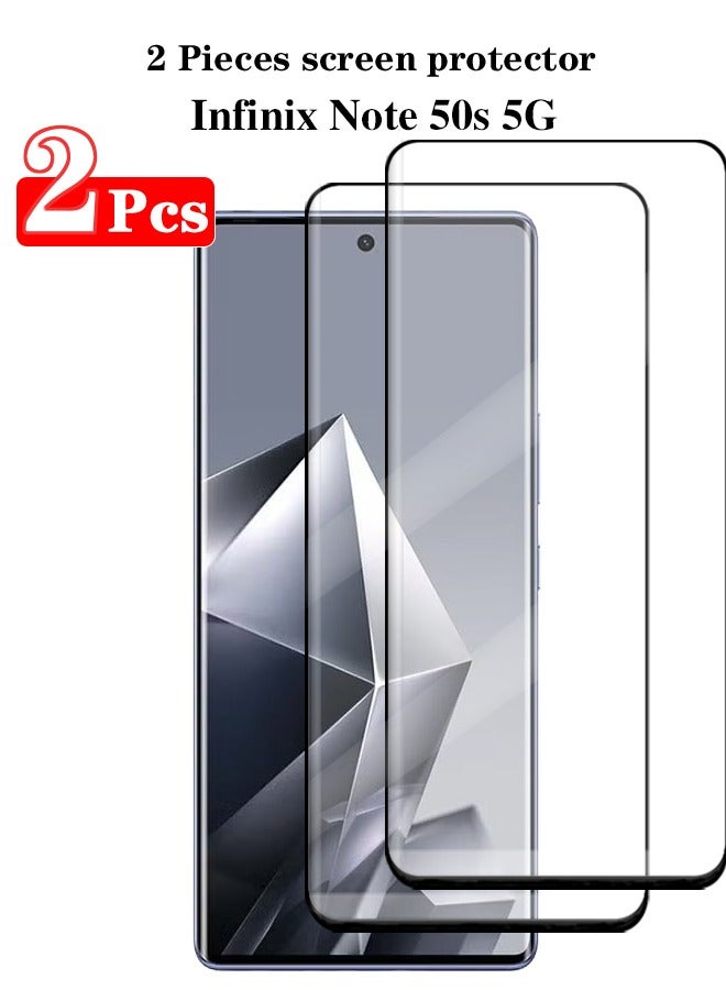 2 Pieces Full Cover Glass Screen Protector For Infinix Note 50s 5G Black/Clear and Screen Protector Accessorie - Image 3
