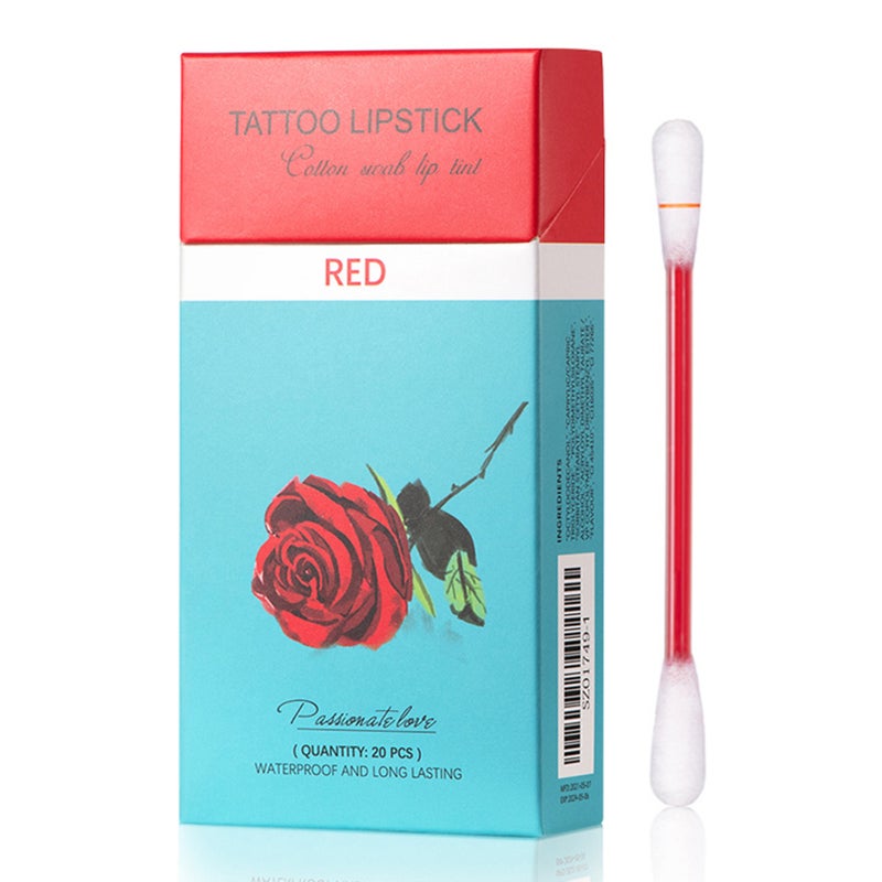 20Pcs/Box Tattoo Lipstick Cotton Swab Lip Tint Waterproof Long-lasting Non-stick Cup Portable Lips Makeup - Image 1