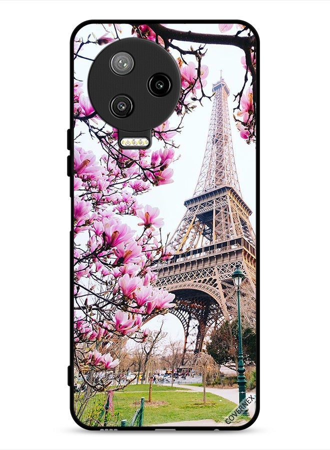 Covernex Infinix Note 12 Pro 4G Protective Case Cover Flowers & Eiffel Tower - Image 1