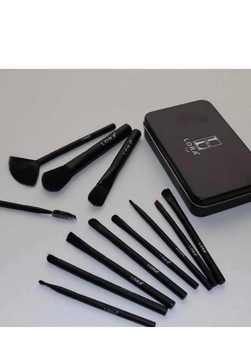 LORA Lora 12 Piece Multi Use Makeup Brush Set In Black  - Image 2