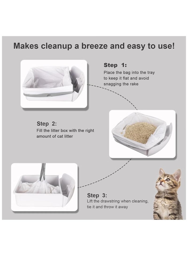 GMORO 6 Roll Self-cleaning Cat Litter Box Waste Bags,Extra-Thick Cat Waste Bags for Self-Cleaning Cat Litter Box, Drawstring Cat Litter Liner Box Self Cleaning Trash Bags,20" x 18" - Image 3