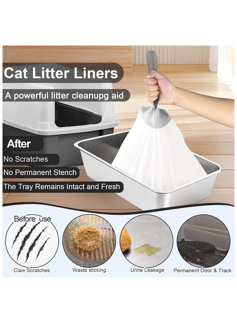 GMORO 6 Roll Self-cleaning Cat Litter Box Waste Bags,Extra-Thick Cat Waste Bags for Self-Cleaning Cat Litter Box, Drawstring Cat Litter Liner Box Self Cleaning Trash Bags,20" x 18" - Image 2