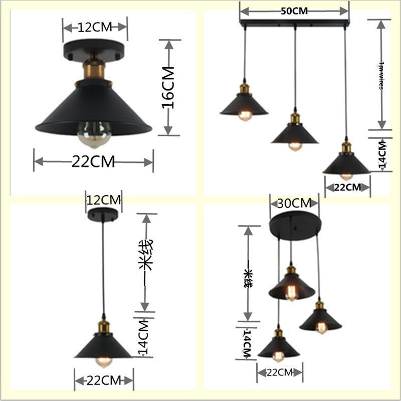 Cross Border LED Chandelier Modern Ceiling Light Metal Black Industrial Wind Chandelier Light Vintage Restaurant Loft Chandelier(Three-head long dish flying saucer) - Image 4