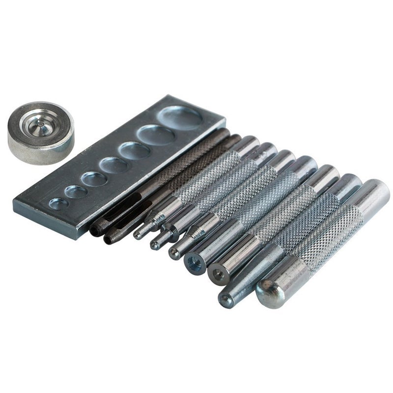 SKYZONAL DIY Leather Craft 11pcs Craft Tool Die Punch Snap kit Rivet Setter with Base for Punch Hole and Install Rivet Button - Image 1