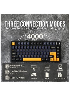 AULA AULA F75 Gasket Mechanical Keyboard, 75% Wireless Hot Swappable Gaming Keyboard with Five-Layer Padding&Knob, Bluetooth/2.4GHz/USB-C, RGB (Black, LEOBOG Reaper Switch)  - Image 3