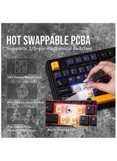 AULA AULA F75 Gasket Mechanical Keyboard, 75% Wireless Hot Swappable Gaming Keyboard with Five-Layer Padding&Knob, Bluetooth/2.4GHz/USB-C, RGB (Black, LEOBOG Reaper Switch)  - Image 4