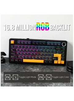AULA AULA F75 Gasket Mechanical Keyboard, 75% Wireless Hot Swappable Gaming Keyboard with Five-Layer Padding&Knob, Bluetooth/2.4GHz/USB-C, RGB (Black, LEOBOG Reaper Switch)  - Image 5