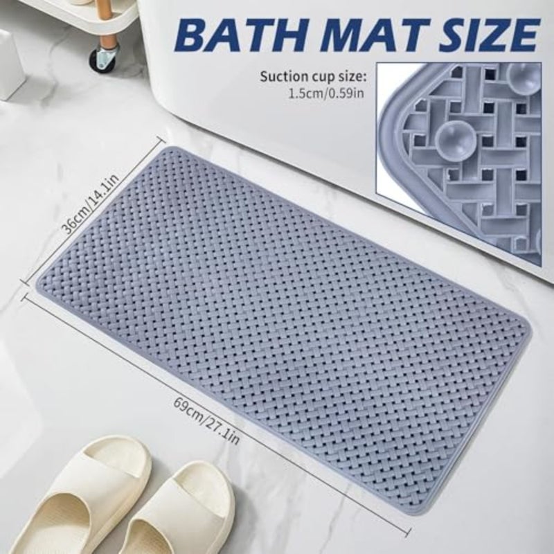 Non-Slip Bathtub Mat with Suction Cups and Drainage Holes, Machine Washable Shower Mat, Shower Floor Mat Bath Mats for Bathroom Tub 36x69cm Deep Gray - Image 2