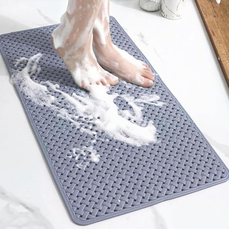 Non-Slip Bathtub Mat with Suction Cups and Drainage Holes, Machine Washable Shower Mat, Shower Floor Mat Bath Mats for Bathroom Tub 36x69cm Deep Gray - Image 1