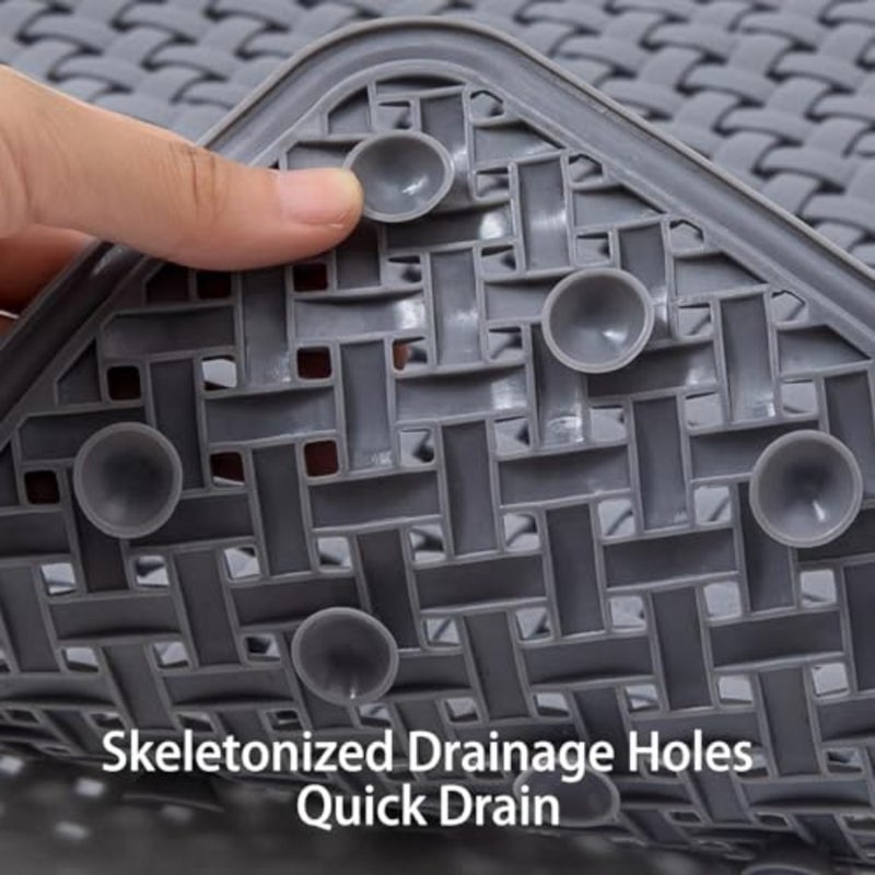 Non-Slip Bathtub Mat with Suction Cups and Drainage Holes, Machine Washable Shower Mat, Shower Floor Mat Bath Mats for Bathroom Tub 36x69cm Deep Gray - Image 3