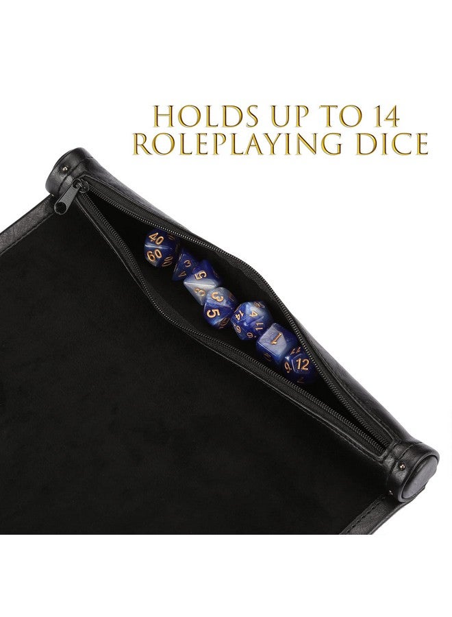 ROSELLE 2 in 1 Leather Dice Mat Dice Tray for DND Dice, Scroll Dice Tray and Rolling Mat with Zipper Holder, Compatible with DND D&D Dungeons & Dragons Game(Black，Only Mat) - Image 3